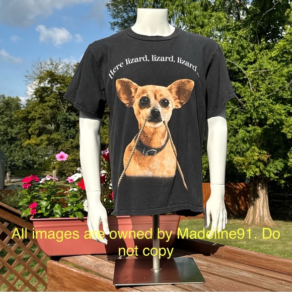 Vintage Taco Bell Dog Front and Back Graphic Tee Here Lizard Lizard Mens L Black - Picture 1 of 8